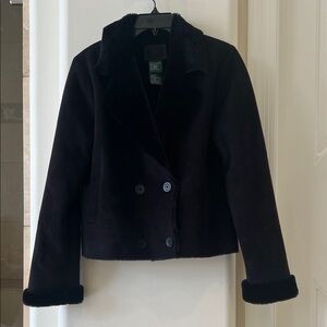 Lauren, Ralph Lauren faux shearling jacket. Women's Black Double-Breasted Jacket